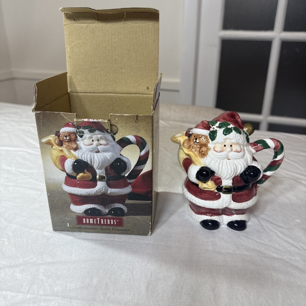 Vntg‎ Home Trends Earthenware Ceramic Santa Teddy  Coffee Tea Cream Pitcher XMAS